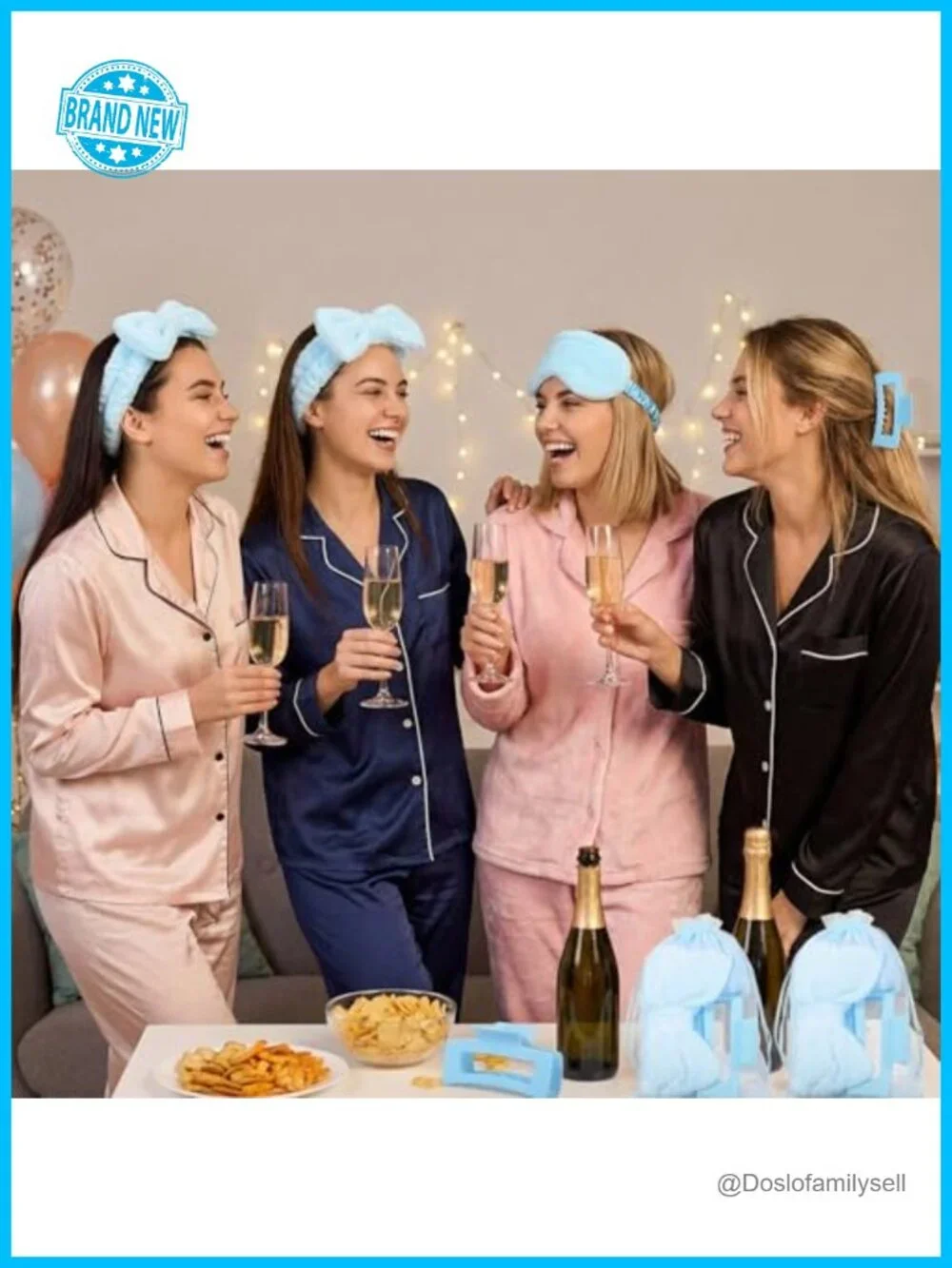 48-Piece Spa Party Sleepover Set Headbands Eye Masks Claw Clips Organza Bags